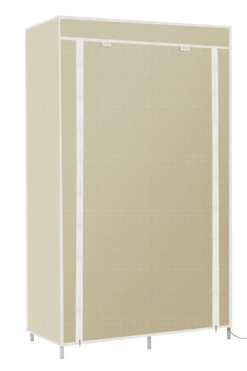 Portable DIY Clothes Storage Wardrobe Closet with Hanging Rail - Beige
