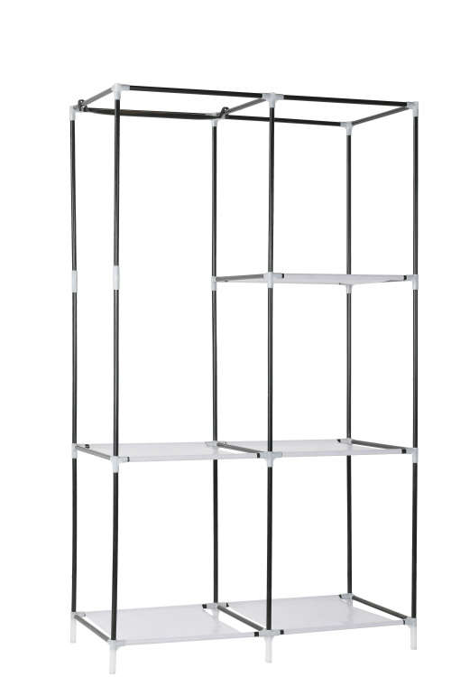 Portable DIY Clothes Storage Wardrobe Closet with Hanging Rail - Beige