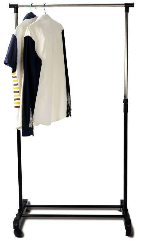 Single Layer Cloths Hanging Rail Rack with Wheels