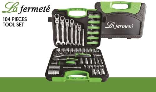 La Fermeté Greenline Socket Spanner Wrench Set in a Tool Box - 104 Pieces