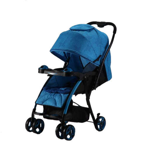 Reversible Handle Baby Stroller Pram with Lift Up Foot Rest - Blue (Second hand)