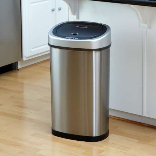NineStars Automatic Motion Sensor Touchless Stainless Steel Kitchen Dustbin - 50L