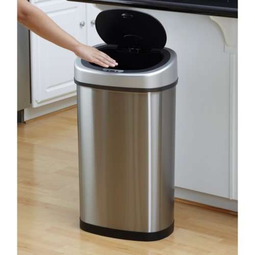 NineStars Automatic Motion Sensor Touchless Stainless Steel Kitchen Dustbin - 50L