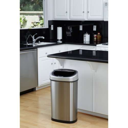 NineStars Automatic Motion Sensor Touchless Stainless Steel Kitchen Dustbin - 50L