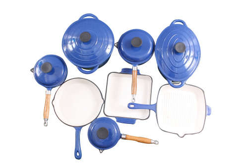 9 Piece Cast Iron Enamel Cookware Pot Set - Orange - [Second hand] PLEASE READ