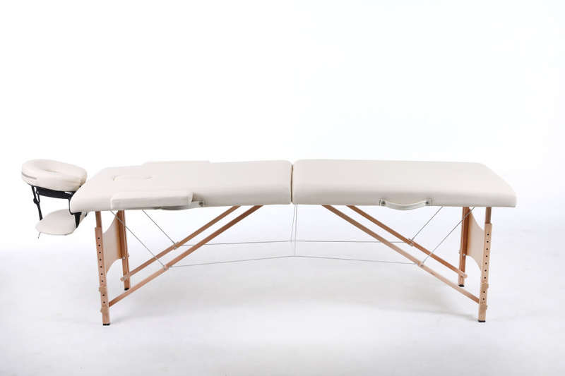 Hazlo Premium Portable Massage Table Bed 2 section (Wooden) - Cream (Second hand)