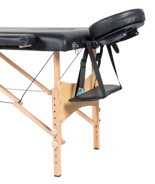 Hazlo Premium Portable Massage Table Bed 2 section (Wooden) - Black