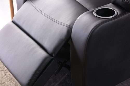Hazlo Faux Leather Recliner Couch Sofa Chair With 2 Cup Holders - Black (Second Hand)