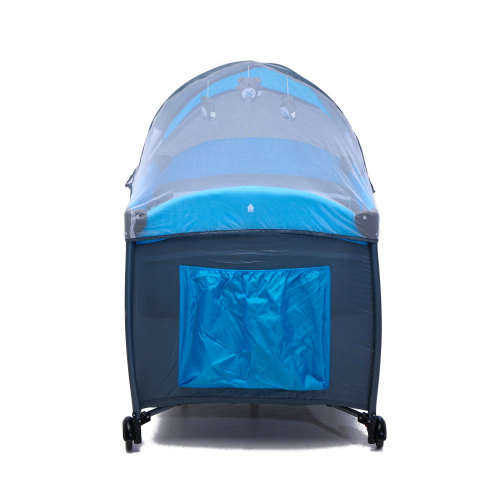 Baneen Baby Cot Crib with Diaper Changer, Net, Toys, Canopy, Wheels and Game Entrance - Blue