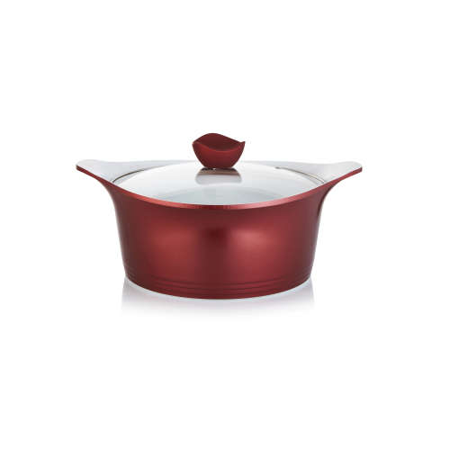La Fermete Non-stick Die Cast Ceramic Aluminium 14 Piece Pot Pan Cookware set  Burgundy