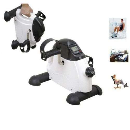 Portable Pedal Mini Cardio Exercise Bike Cycle Machine with Digital Monitor  - White Black