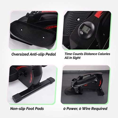 Zoolpro Elliptical Cycle Pedal Electric Resistance Exercise Trainer with Display Monitor  Black Red