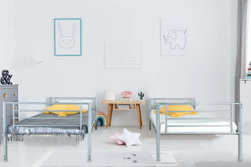 Hazlo Diana Single Over Metal Bunk Bed with Ladder - Modern Contemporary Style - Silver