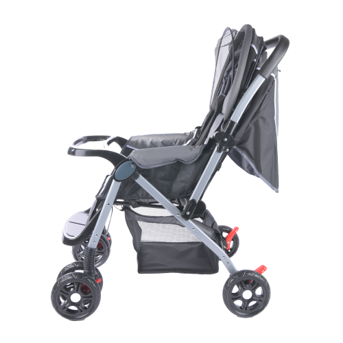 Baneen Baby Stroller Pram with Lift Up Foot Rest and Reversible handle - Grey Black