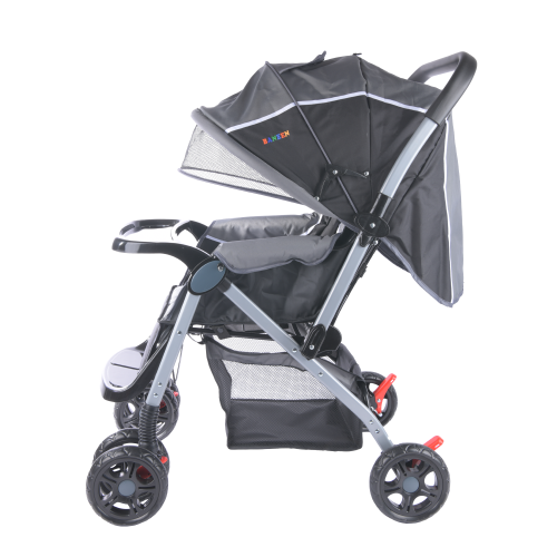 Baneen Baby Stroller Pram with Lift Up Foot Rest and Reversible handle - Grey Black