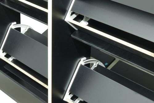 4 Door Tier Mirror Shoe Storage Organizer Cabinet - Black