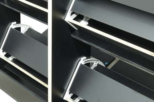 4 Door Tier Mirror Shoe Storage Organizer Cabinet - Black