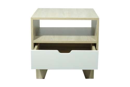Hazlo Wooden Nightstand Bed Side Table with Storage Drawer - Oak White (RTS-0183)