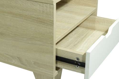 Hazlo Wooden Nightstand Bed Side Table with Storage Drawer - Oak White (RTS-0183)