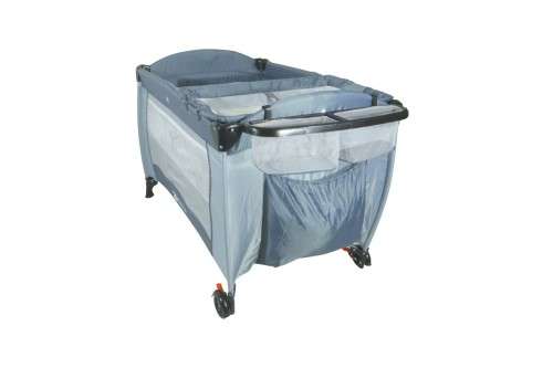 Baneen Baby Cot Crib with Diaper Changer,Net,Toys,Canopy,Wheels & Game Entrance - Grey (Second hand)