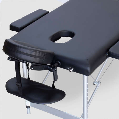 Hazlo Premium Portable Massage Table Bed 2 section (Aluminium) - Black