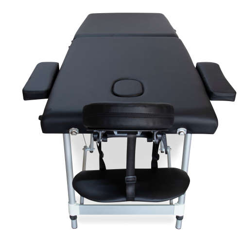 Hazlo Premium Portable Massage Table Bed 2 section (Aluminium) - Black