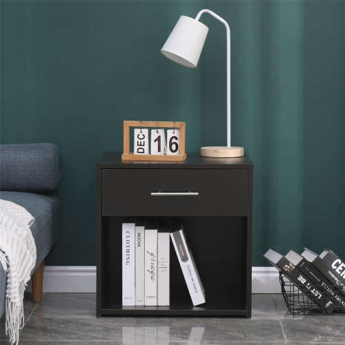 Nightstand Side Table Pedestal With Drawer - Wenge