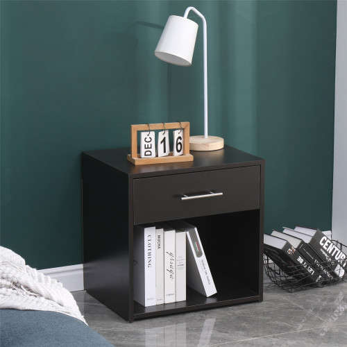 Nightstand Side Table Pedestal With Drawer - Wenge