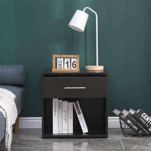 Nightstand Side Table Pedestal With Drawer - Wenge