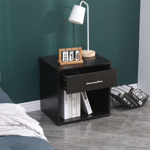 Nightstand Side Table Pedestal With Drawer - Wenge