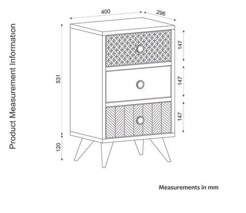Hazlo Linda Nightstand Nightstand Side Table Pedestal With Three Drawers - Walnut