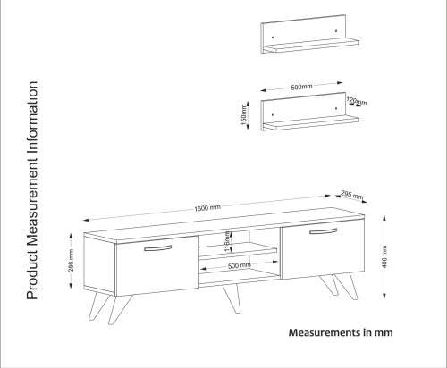 Hazlo Geacles Tv Unit Display Plasma Stand 2 Display Shelves White and Marmorean