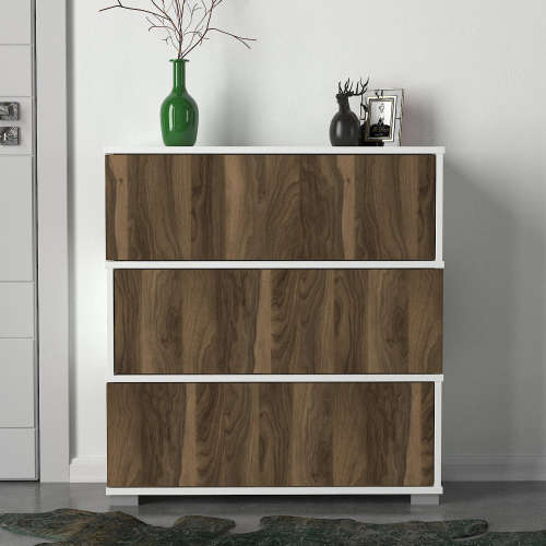 Hazlo Napolyon Shoe Storage Cabinet with 3 Shelves White and Walnut second hand