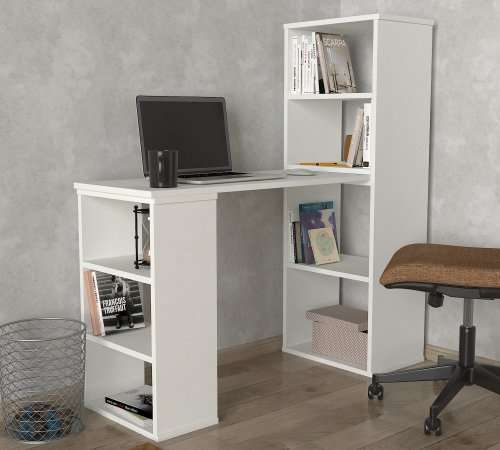 Hazlo Last Desk Office Study Desk Cube Bookshelf Storage Office Desk white