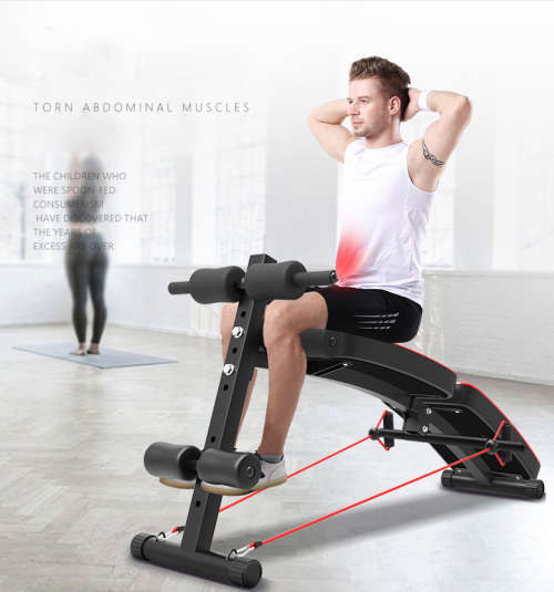 Zoolpro Multi-Function Adjustable Ab Bench w/ Resistance Bands - Black