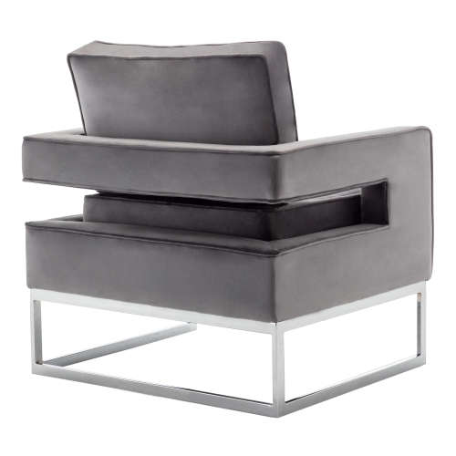 Hazlo Accent Modern Arm Chair Sofa Living Room Velvet Grey Silver Legs