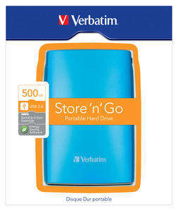 500 GB Portable Hard Drive USB 2.0 Colour Edition caribbean blue - verbatim unbeatable price!