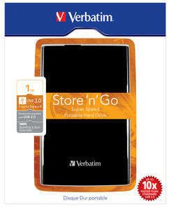 1TB portable hard drive, 2.5" from verbatim now USB3 - R400 off