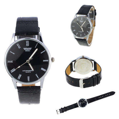 Classic Men's Roman Number Quartz Leather Wrist Watch