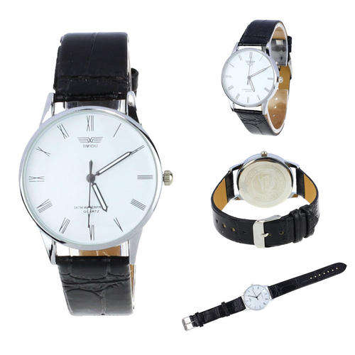 Classic Men's Roman Number Quartz Leather Wrist Watch