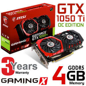 MSI GeForce GTX 1050 Ti 4GB GAMING X