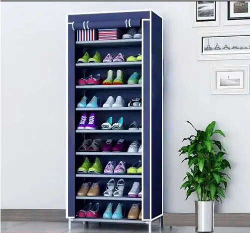 9 Layers Single Row Zipper Fabric Shoe Rack
