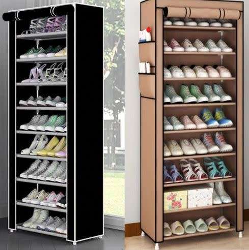 9 Layers Single Row Zipper Fabric Shoe Rack