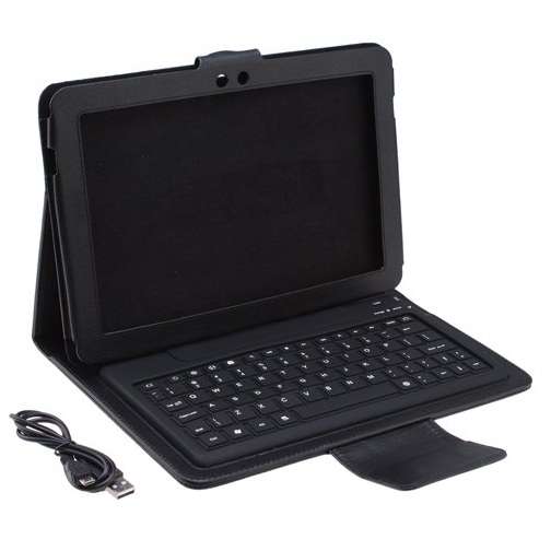 Galaxy Tab 10.1-Bluetooth Keyboard Folding Leather Case for Samsung