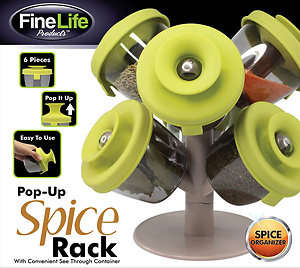 FINE LIFE POP-UP 6 CONTAINER SPICE RACK WITH STORAGE TREE