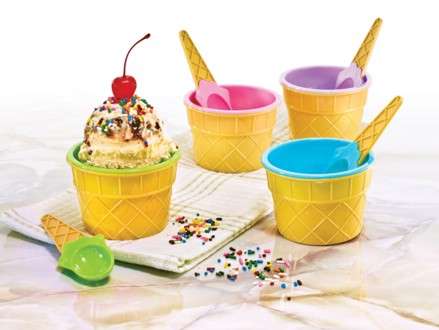 Set Of 4 Ice Cream Bowls With Spoons