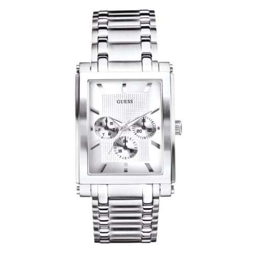 Guess Gents Watch with Sunray Silver Multifunction Dial and Silver Colour Steel Bracelet