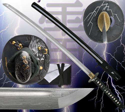 THE ULTIMATE SAMURAI KATANA---BLACK--FULL TANG---BATTLE READY---BLOOD GROOVE