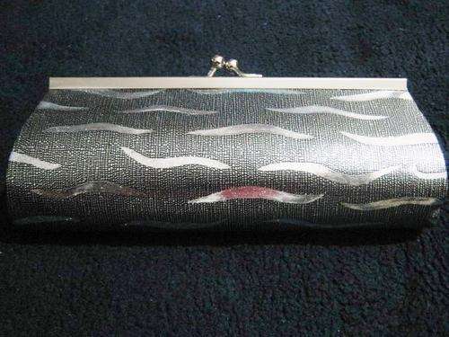 STUNNING SILVER & BLACK CLUTCH BAG