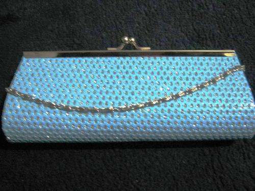 STUNNING BABY BLUE & SILVER  CLUTCH BAG